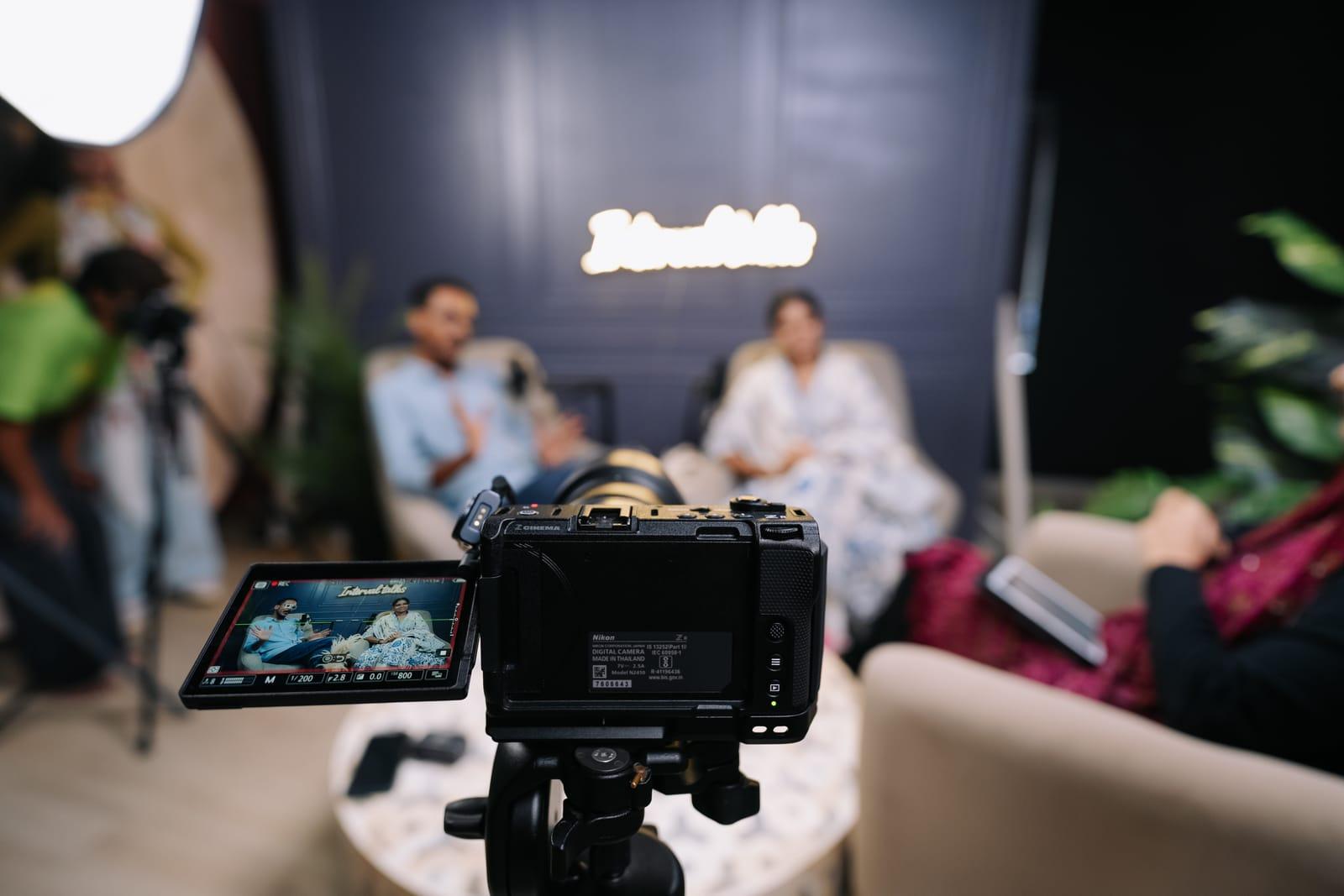 Multi-camera podcast recording on the Veedo Noir dark floor, Kochi