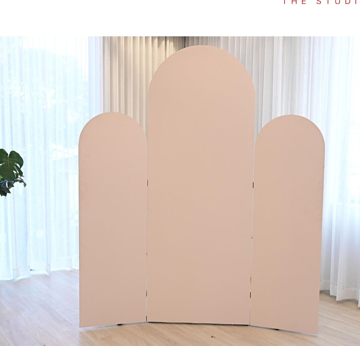 Pink arc divider setup at Veedo Lumen studio